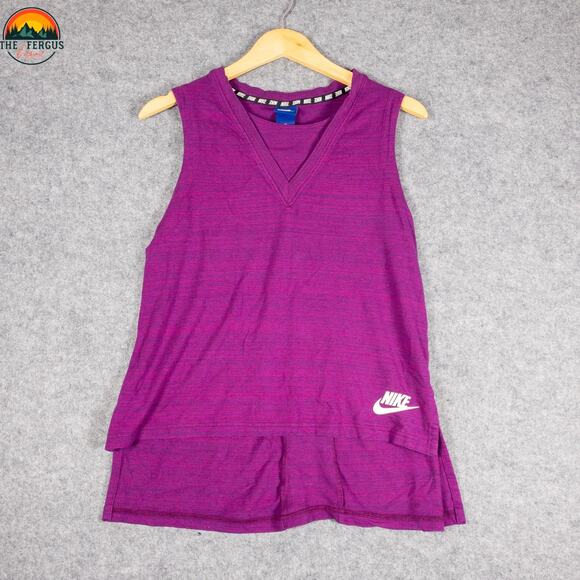 Nike Tank Top Pink Cotton Blend Activewear Step Hem Gorpcore Women's Size Medium - Picture 1 of 10